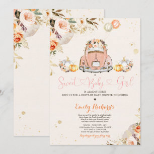 Convites Unidade De Pumpkin Floral Russo Por Chá de fralda