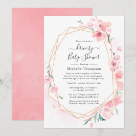 Convites Unidade Geométrica De Flor De Cereja Rosa Por Chá