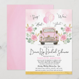 Convites Unidade por Carro vintage Floral Rosa Chá de panel