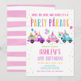 Convites Unidade por Festa de aniversário Pink Drive Throug