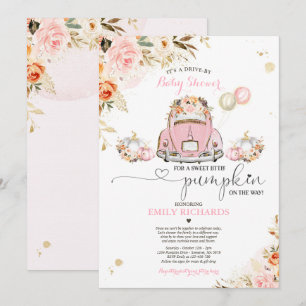 Convites Unidade Por Pumpkin Floral Dourado Rosa Chá de fr