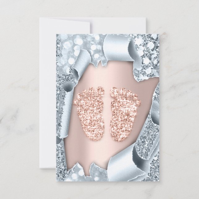 Convites Unidades de brilho de faísca Rosa Blue Chá de fral (Verso)