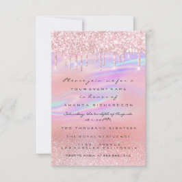 Convites Unidades de brilho reluzentes Rosa Blue Chá de fra