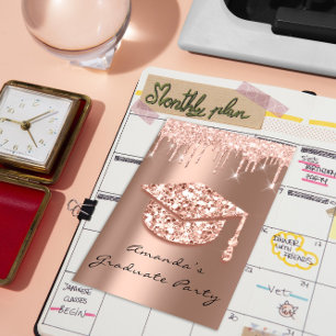 Convites Unidades de Formando Rosa Boné Dourado 3D Glamy
