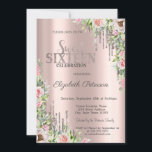 Convites Unidades Glitter legal Rosas Douradas Rosa Sweet 1<br><div class="desc">Um moderno,  chic e glamouroso Sweet 16 com pingos de brilho em fundo rosa de ouro.</div>