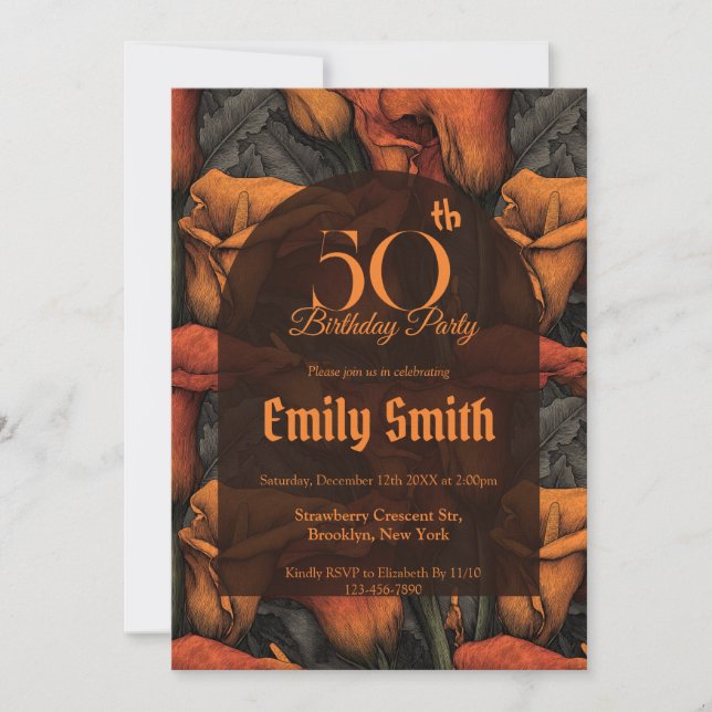 Convites Unique Call Lilies Accent First Birthday Gift (Frente)