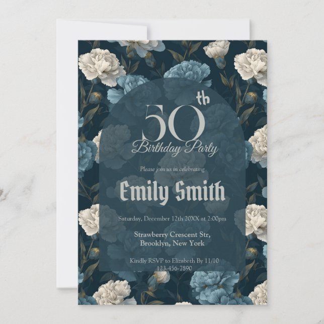 Convites Unique Carnation Accent Surprise Birthday (Frente)