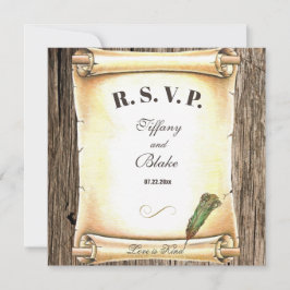 Convites Unique Scroll & Feather Pen Wedding