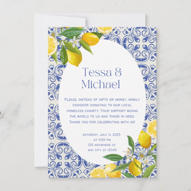 Convites Unique Wedding Invitation Design for a Charitable  (Frente)