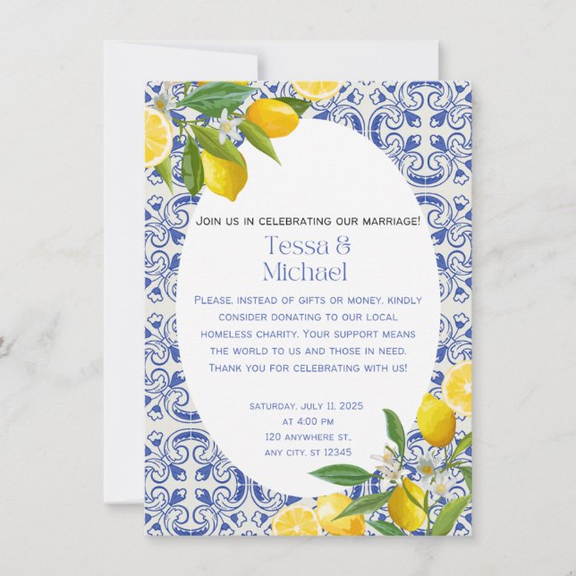 Convites Unique Wedding Invitation Design for a Charitable  (Frente)