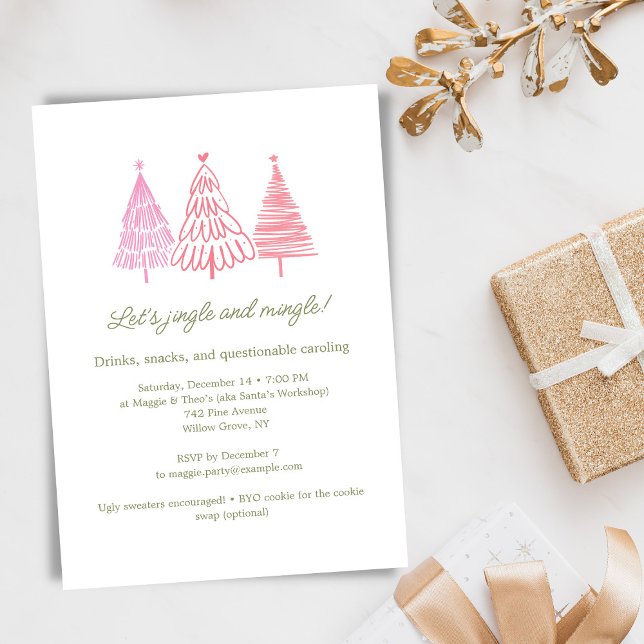 Convites Unique Whimsical Drawing Christmas Holiday Party (Criador carregado)