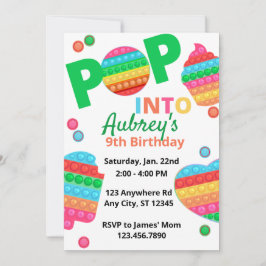 Convites Unisex Rainbow Pop It Fidget Toy Festa de aniversá