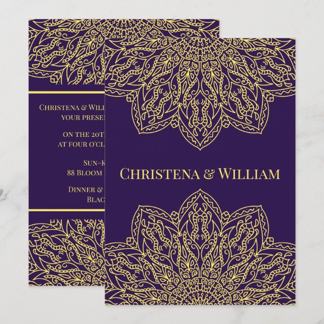 Convites Unity in Bloom Purple Wedding Invitation (Frente/Verso)