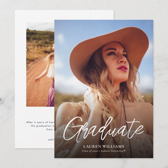 Convites Universidade de Auburn | Graduação (Frente/Verso)