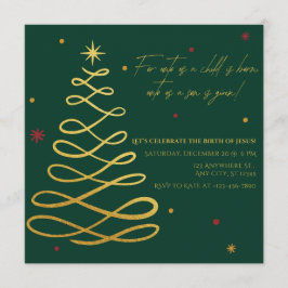 Convites Unto Us A Child Is Born Christmas Party Invitation