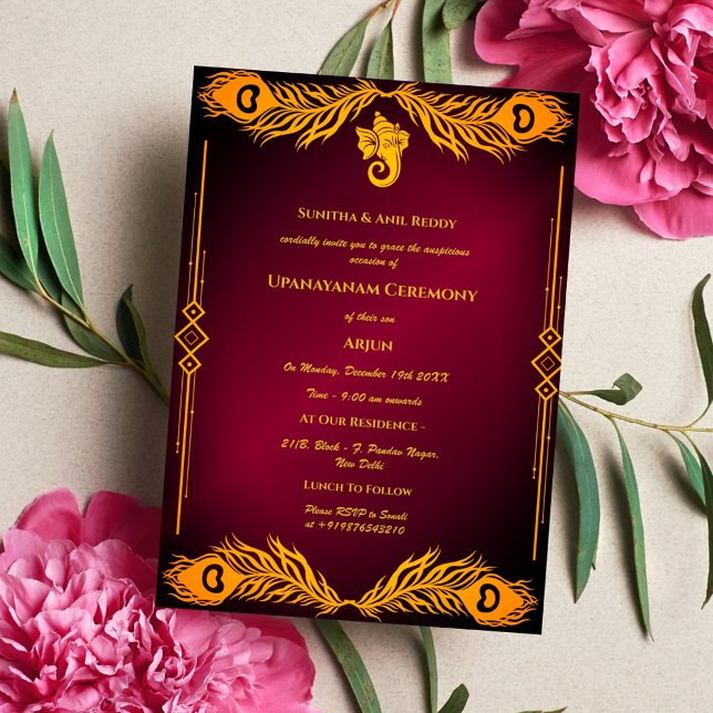 Convites Upanayanam t.c.p. Hindu Thread Janeu Ceremony (Criador carregado)