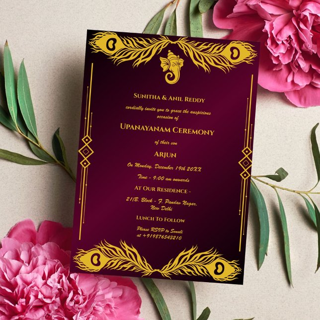 Convites Upanayanam t.c.p. Hindu Thread Janeu Ceremony (Criador carregado)