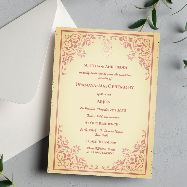 Convites Upanayanam t.c.p. Hindu Thread Janeu Ceremony (Criador carregado)