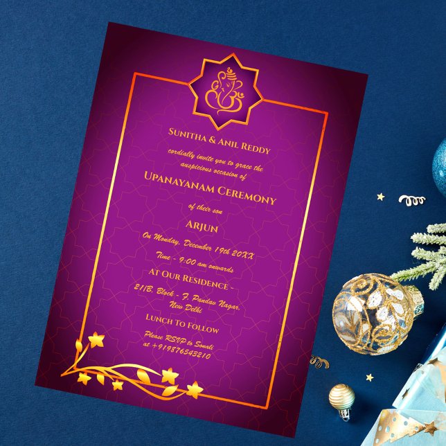 Convites Upanayanam t.c.p. Hindu Thread Janeu Ceremony (Criador carregado)