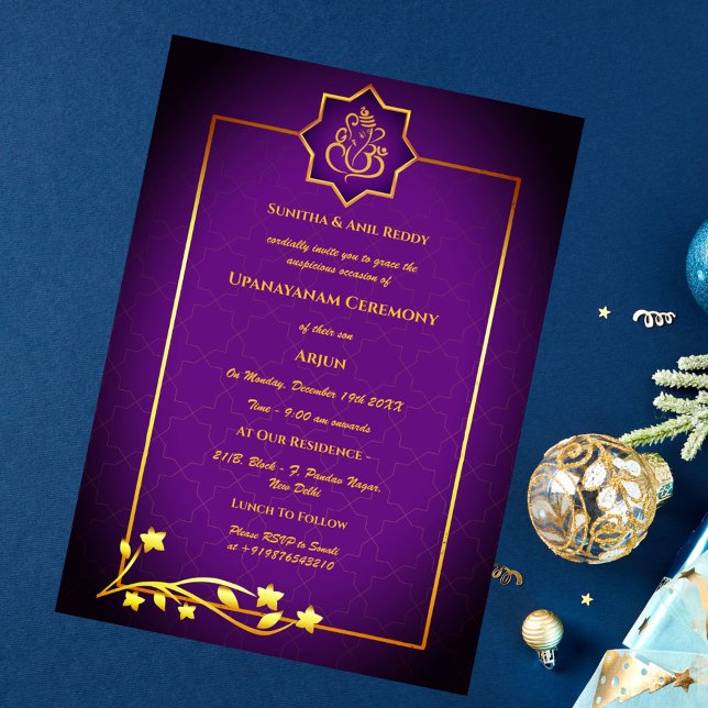 Convites Upanayanam t.c.p. Hindu Thread Janeu Ceremony (Criador carregado)