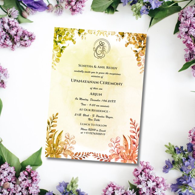 Convites Upanayanam t.c.p. Hindu Thread Janeu Ceremony (Criador carregado)