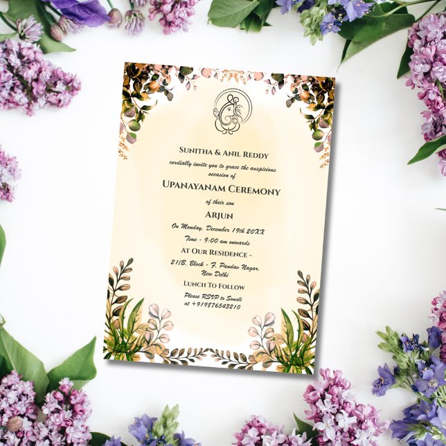 Convites Upanayanam t.c.p. Hindu Thread Janeu Ceremony (Criador carregado)