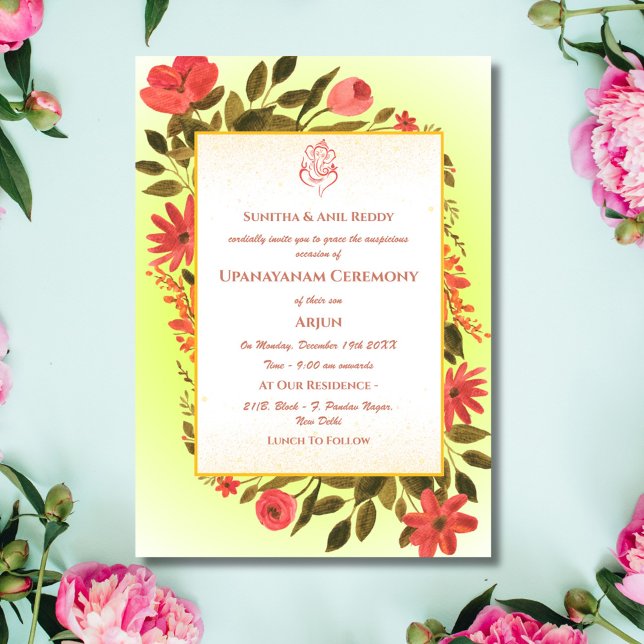 Convites Upanayanam t.c.p. Hindu Thread Janeu Ceremony (Criador carregado)