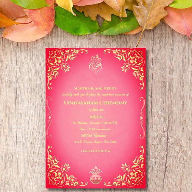 Convites Upanayanam t.c.p. Hindu Thread Janeu Ceremony (Criador carregado)