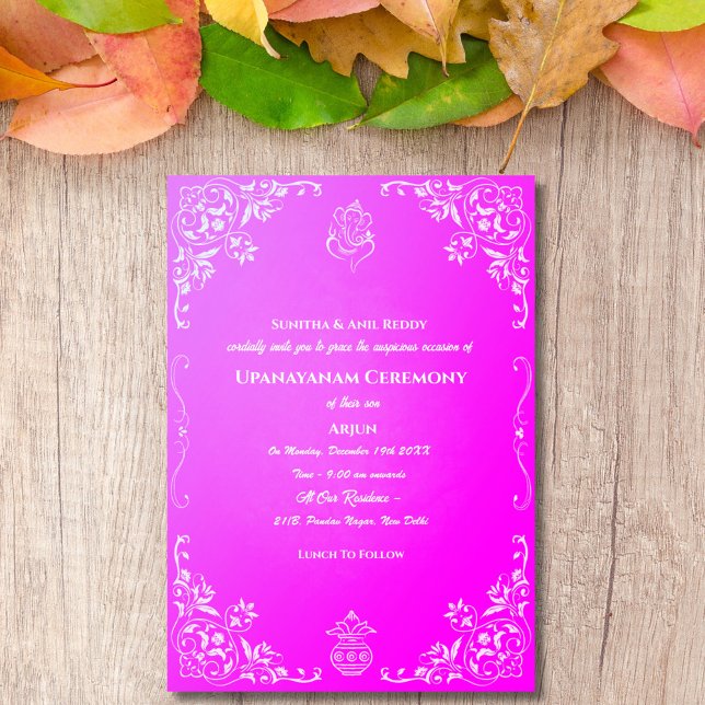 Convites Upanayanam t.c.p. Hindu Thread Janeu Ceremony (Criador carregado)