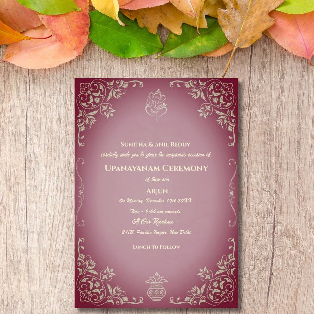 Convites Upanayanam t.c.p. Hindu Thread Janeu Ceremony (Criador carregado)