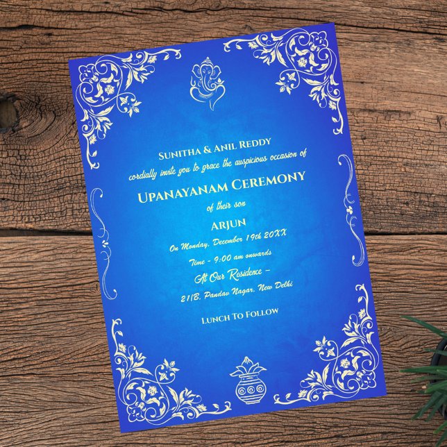 Convites Upanayanam t.c.p. Hindu Thread Janeu Ceremony (Criador carregado)