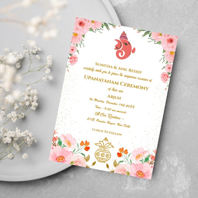 Convites Upanayanam t.c.p. Hindu Thread Janeu Ceremony (Criador carregado)