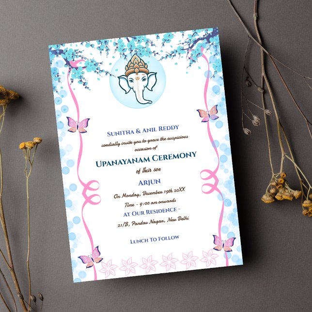 Convites Upanayanam t.c.p. Hindu Thread Janeu Ceremony (Criador carregado)
