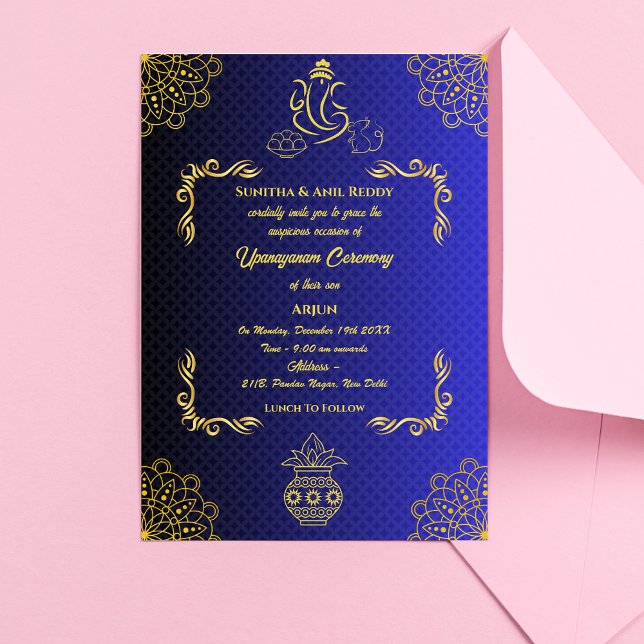 Convites Upanayanam t.c.p. Hindu Thread Janeu Ceremony (Criador carregado)
