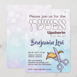 Convites Upsherin First Haircut Jewish Boy aniversário de 3