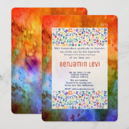 Convites Upsherin First Haircut Jewish Boy aniversário de 3