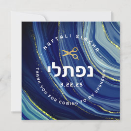 Convites Upsherin Watercolor & Glitter com Nome Hebraico