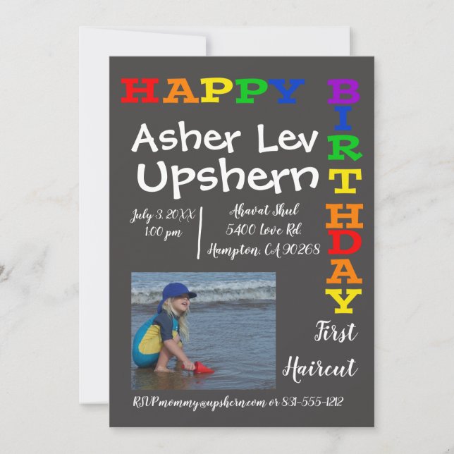 convites upshern upshernish upsherin convite (Frente)