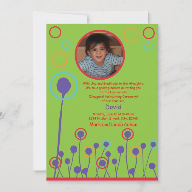 Convites Upshernish convida (Frente)