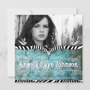 Convites Urban & Hip Tattoo Blue Grunge & Zebra Convida