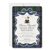 Ursa Laço Coquete Préppy Primeiro Aniversário