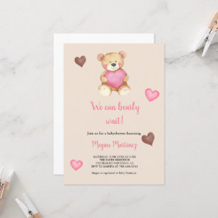 CONVITES URSINHO CHUVA DE ROSA E MARROM PARA BABYSHOWER