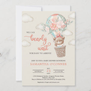 Convites Ursinho de ursinho quente, balão de ar quente