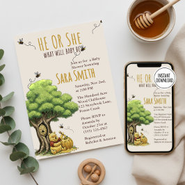 Convites Ursinho do Livro Clássico "O que será, Bebê Abelha