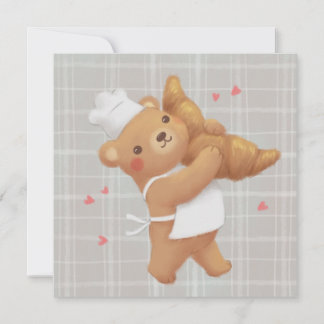Convites Ursinho o padeiro com o croissant