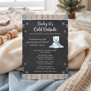 Convites Ursinho Polar de Quadro Negro Baby It's Cold Outsi