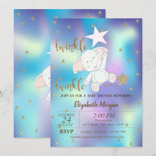 Convites Ursinho Twinkle Little Star Holográfico Chá de Beb