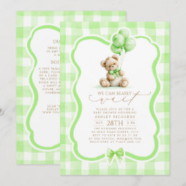 Convites Ursinho Verde Xadrez Baby Shower Tudo Em Um