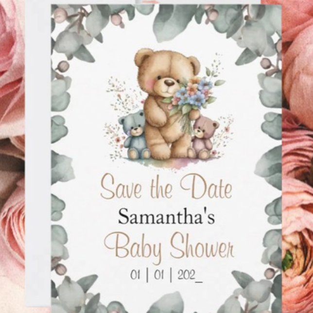 Convites Ursinhos Gêmeos Aquarela a Data (It’s going to be a bear-y wonderful time as we shower our little one with affection!)