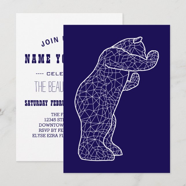 Convites urso azul (Frente/Verso)